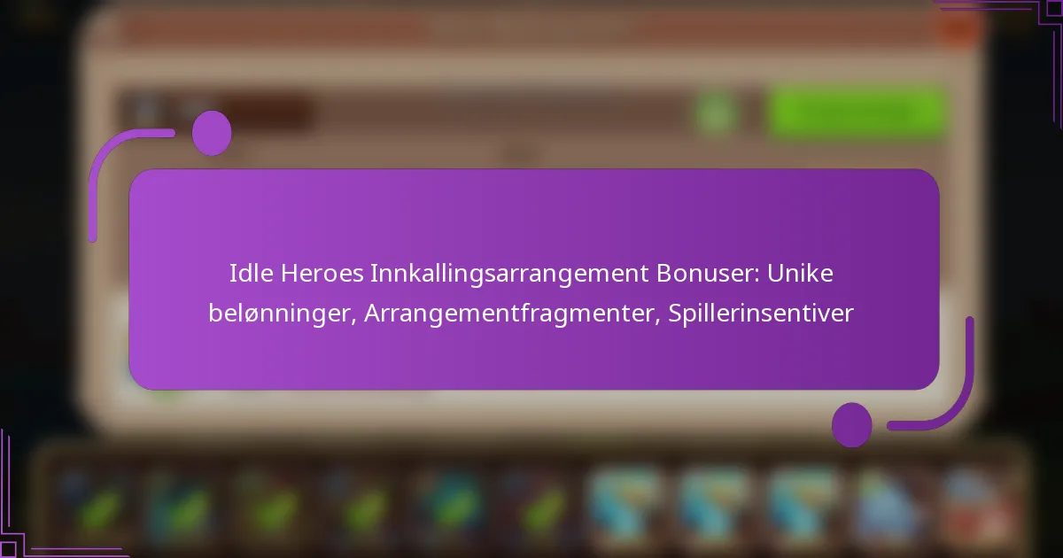 Idle Heroes Innkallingsarrangement Bonuser: Unike belønninger, Arrangementfragmenter, Spillerinsentiver