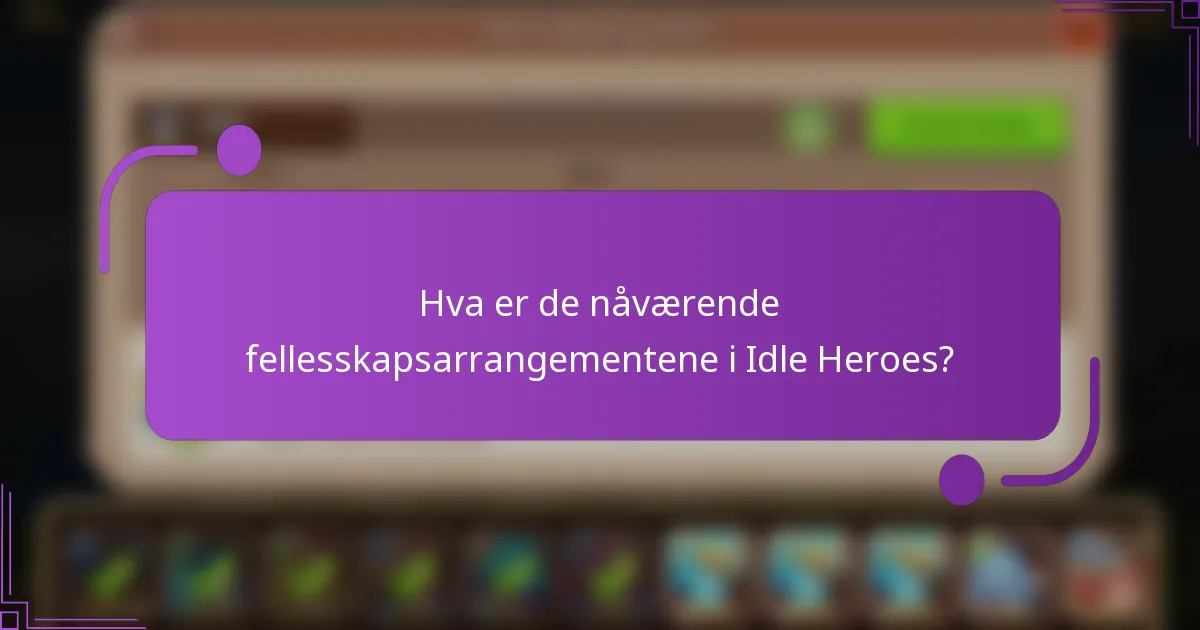Hva er de nåværende fellesskapsarrangementene i Idle Heroes?