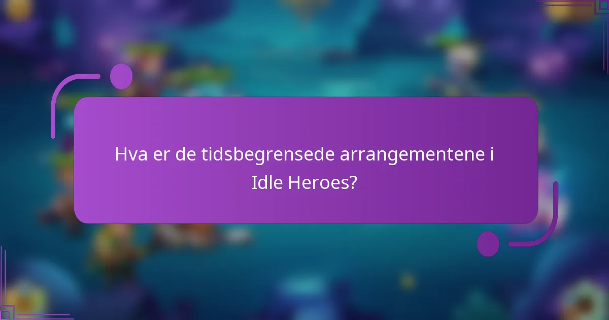 Hva er de tidsbegrensede arrangementene i Idle Heroes?
